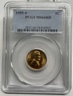 1955 S Lincoln Wheat Cent / Penny 1c PCGS MS66 RD Mint State Red Uncirculated