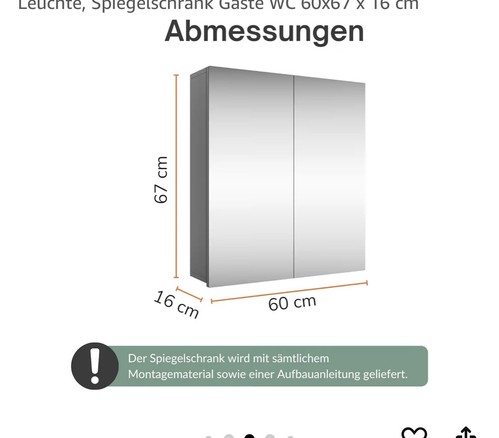 spiegelschrank bad 60cm mit beleuchtung - Bild 1 von 3