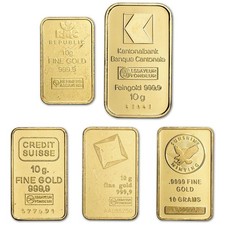 10 gram Gold Bar - Random Brand - Secondary Market - 999.9 Fine 4298.50 per troy oz