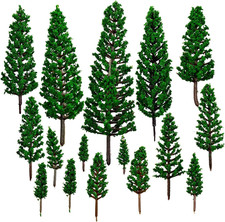 16 Pcs Model Pine Trees, Mixed Size Miniature Trees for Diorama Scenery