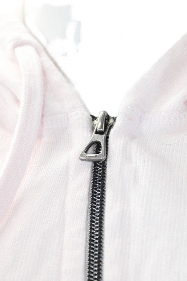 Sudadera con capucha y cremallera completa estándar James Perse para mujer rosa algodón cordón talla 1 Foto 4 de 4