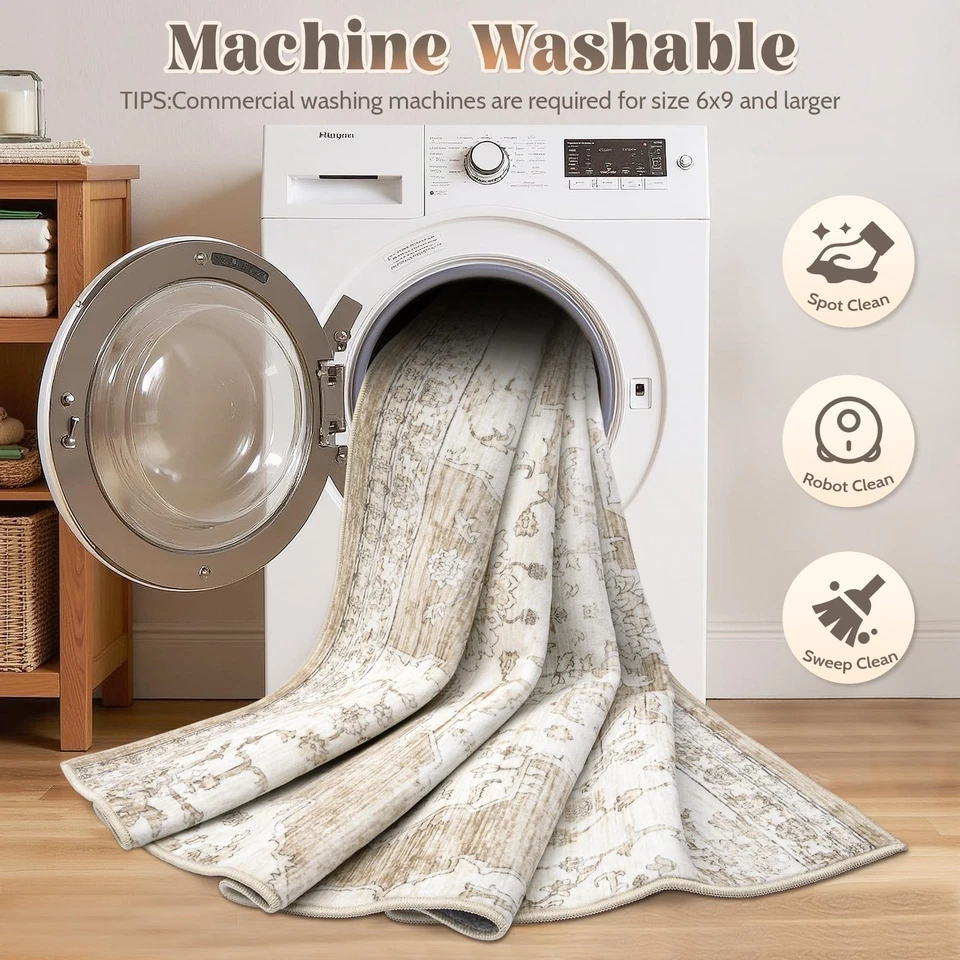 Alfombra Lavable 10x14 Alfombras de Área: Alfombras de Salón Lagre Vintage con Ba... Foto 3 de 4