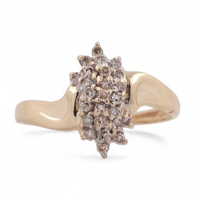 Cluster Diamant Kaskaden Ring 14K Gold 0,25 TW Größe 7 Damen Nachlass