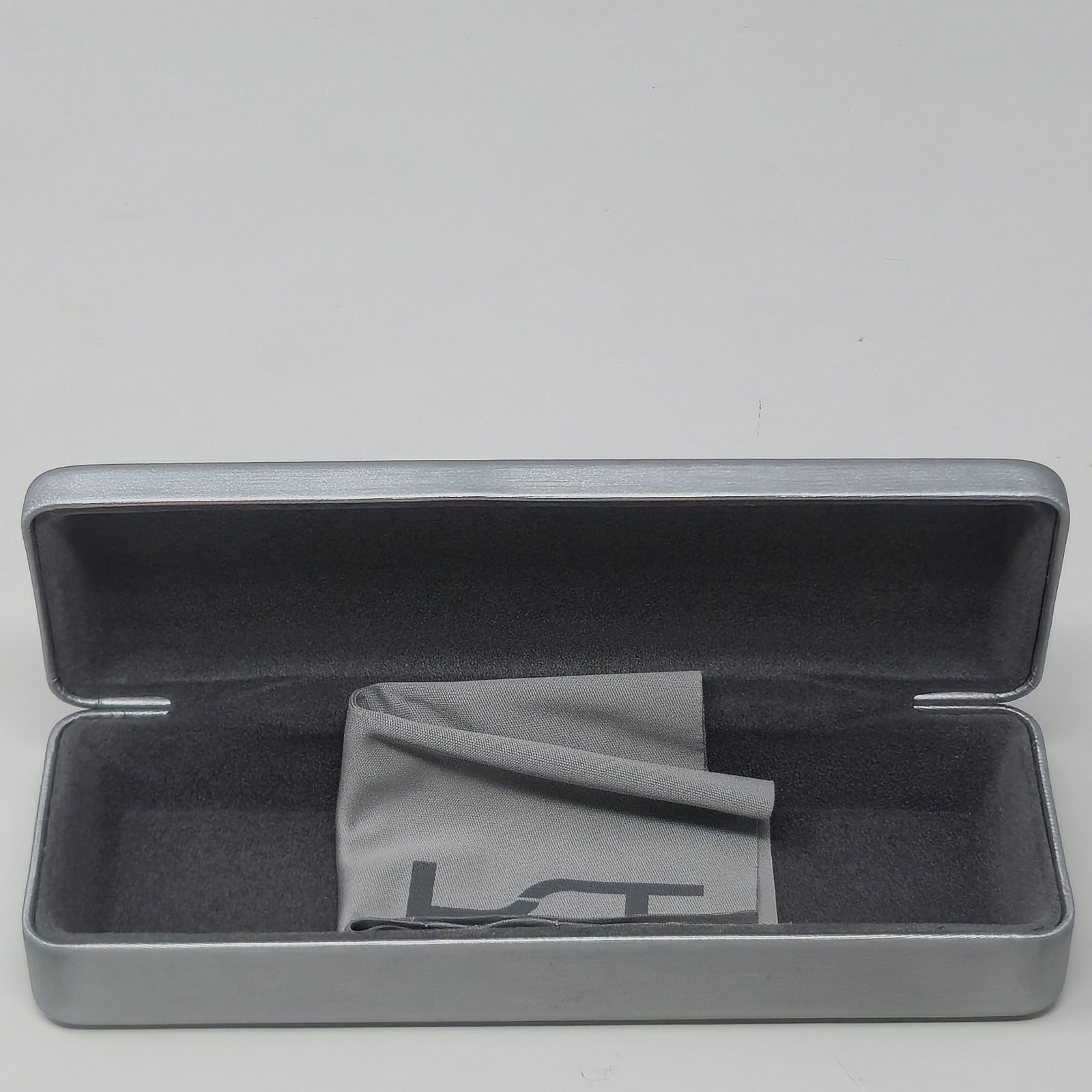 Genuine Lightec LT by Morel Eyeglass Case Silver Brushed Hard Shell + Cloth image 3