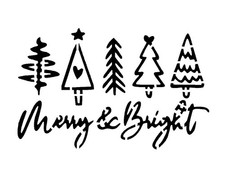 Really Great Stencils, Merry  Bright 3, 4x6", Christmas, Trees, Greeting, Card