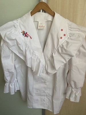 Meico Bluse Gr. 44 weiß mit Stickerei Landhaus Look neuwertig