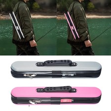 Fishing Rod Case Travel Carrier Hard Shell Zipper Closure with Handle
