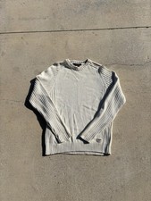 Vintage Y2K Tommy Hilfiger Sweater Men's Medium Pullover Ivory Heavy Chunky Knit