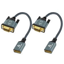 HDMI to VGA Adapter Cable 1FT 2Pack, Nylon Braided HDMI Female to VGA Male Ex...