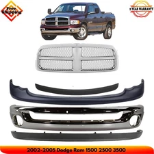 Front Bumper Chrome & Grille Assembly Kit For 2002-2005 Dodge Ram 1500 2500 3500