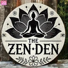 2D Flat,"Zen Den" Vintage Aluminum Wall Art Tin Metal Signs Home Décor 8x8 Inch
