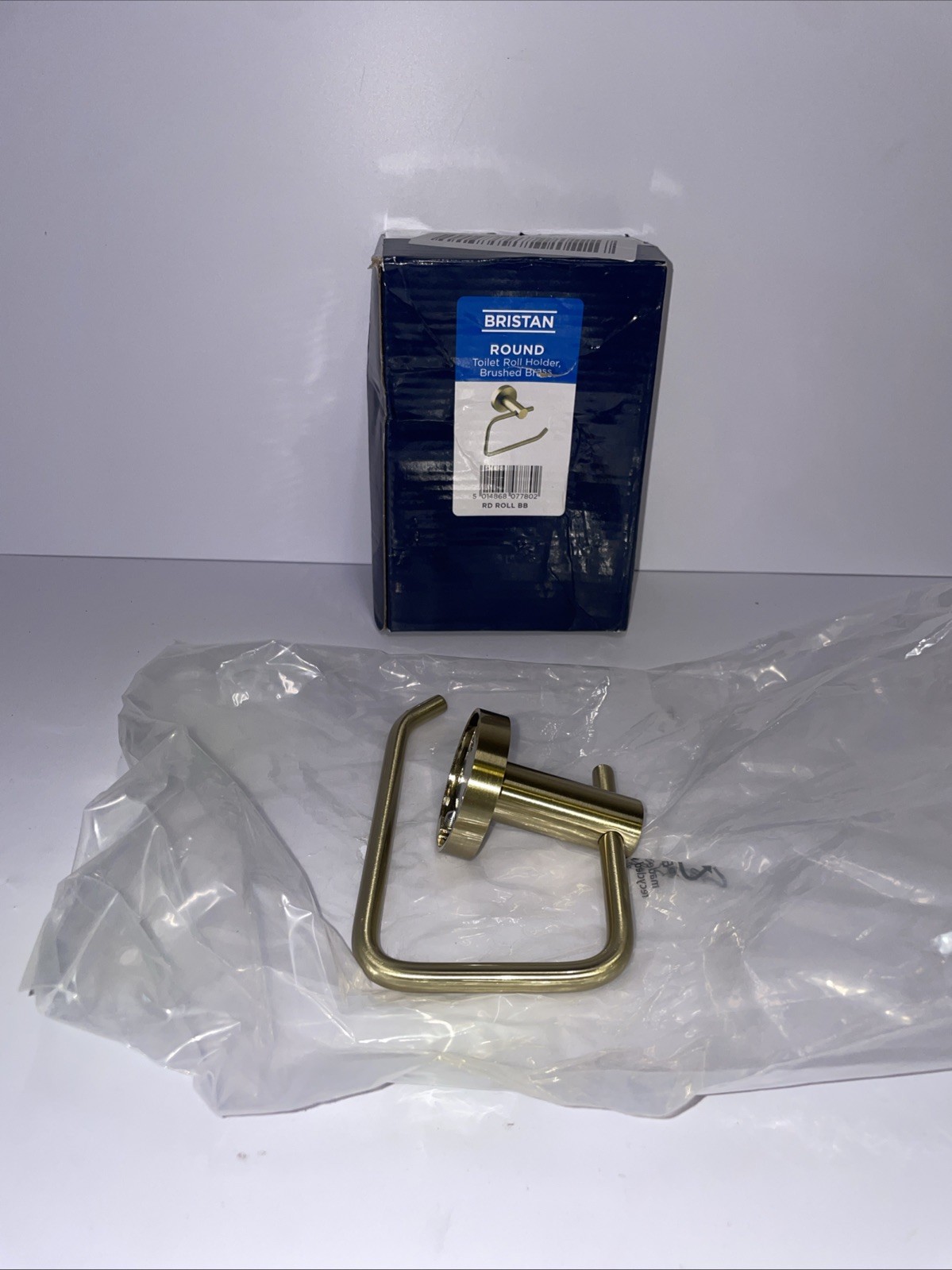Bristan Round Brass Toilet Roll Holder - Brushed Brass Screw Missing