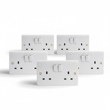 5 x White 13A Square Edges Double 2 Gang Sockets Power Outlets Electrical... 