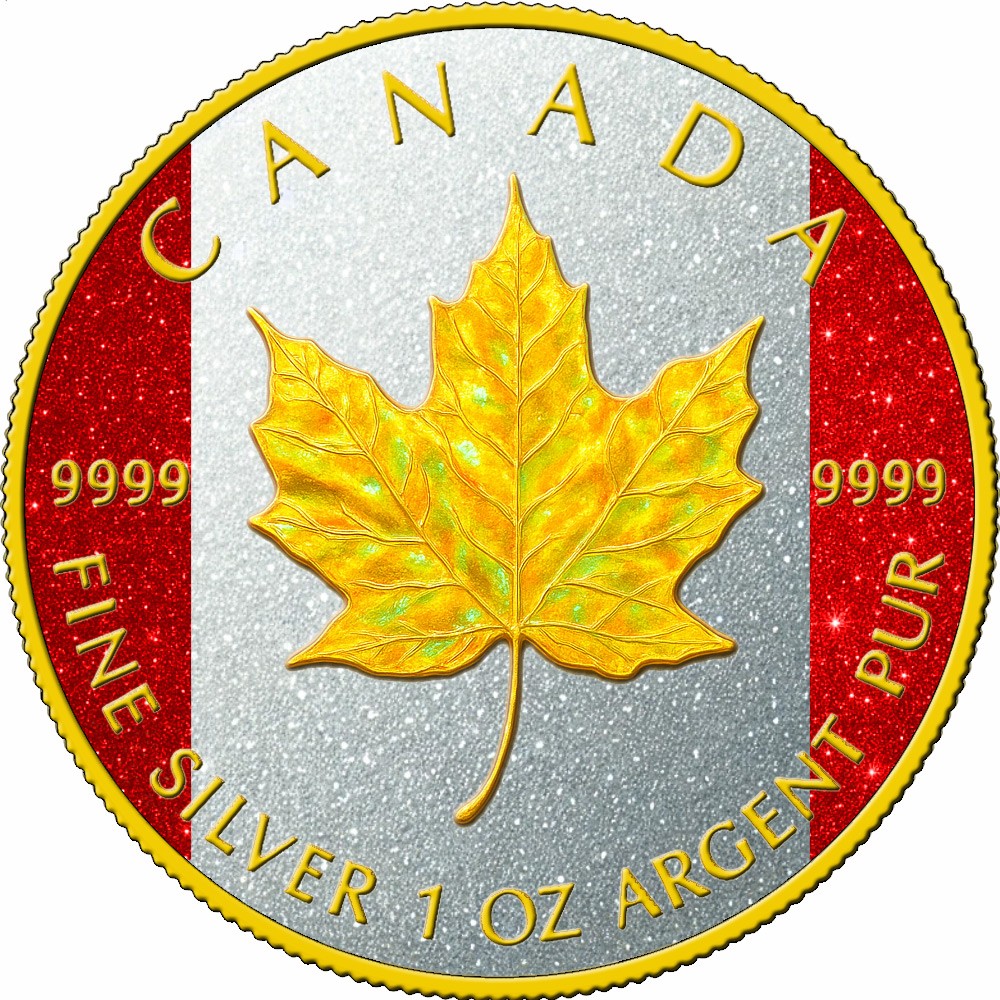 2025 Canada Maple Leaf Holo Gold Diamond Flag Edition Silver Color