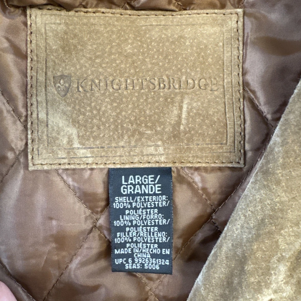 Chaqueta de cuero marrón Knightsbridge 4 botones forrada de poliéster grande para hombre Foto 2 de 4