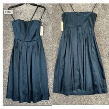 Calvin Klein Strapless Formal Dress Size 4 Satin Teal Event Pleated Prom
