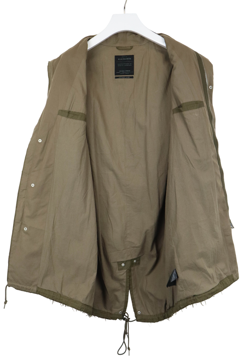 ALLSAINTS Aino Parka Jacket Men's XL Army Green Zip High Neck