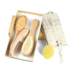 Baby Hair Brush and Comb Set 4-Piece for Newborn - Wooden Hairbrush...