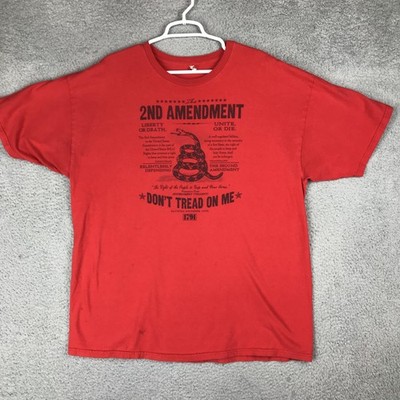 Alstyle Shirt Mens 2XL Red 2nd Amendment Don't Tread On Me Snake Graphic Tee