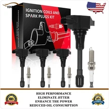 4 Ignition Coils & 4 Spark Plugs Kit For Nissan Versa 1.6L 2012-2013 2014-2019