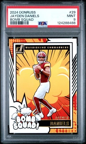 2024 PANINI DONRUSS BOMB SQUAD #29 JAYDEN DANIELS ROOKIE RC PSA 9