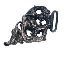 Art Nouveau Style Silver Tone Belt Buckle JRtr2