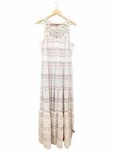 Eliza J Embroidered Lace Maxi Dress Mixed Media Cottagecore Ivory Cream 12 NEW