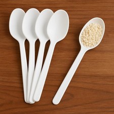 White Plastic Reusable Spoons Heavy Duty Table Spoons for Parties Catering Event