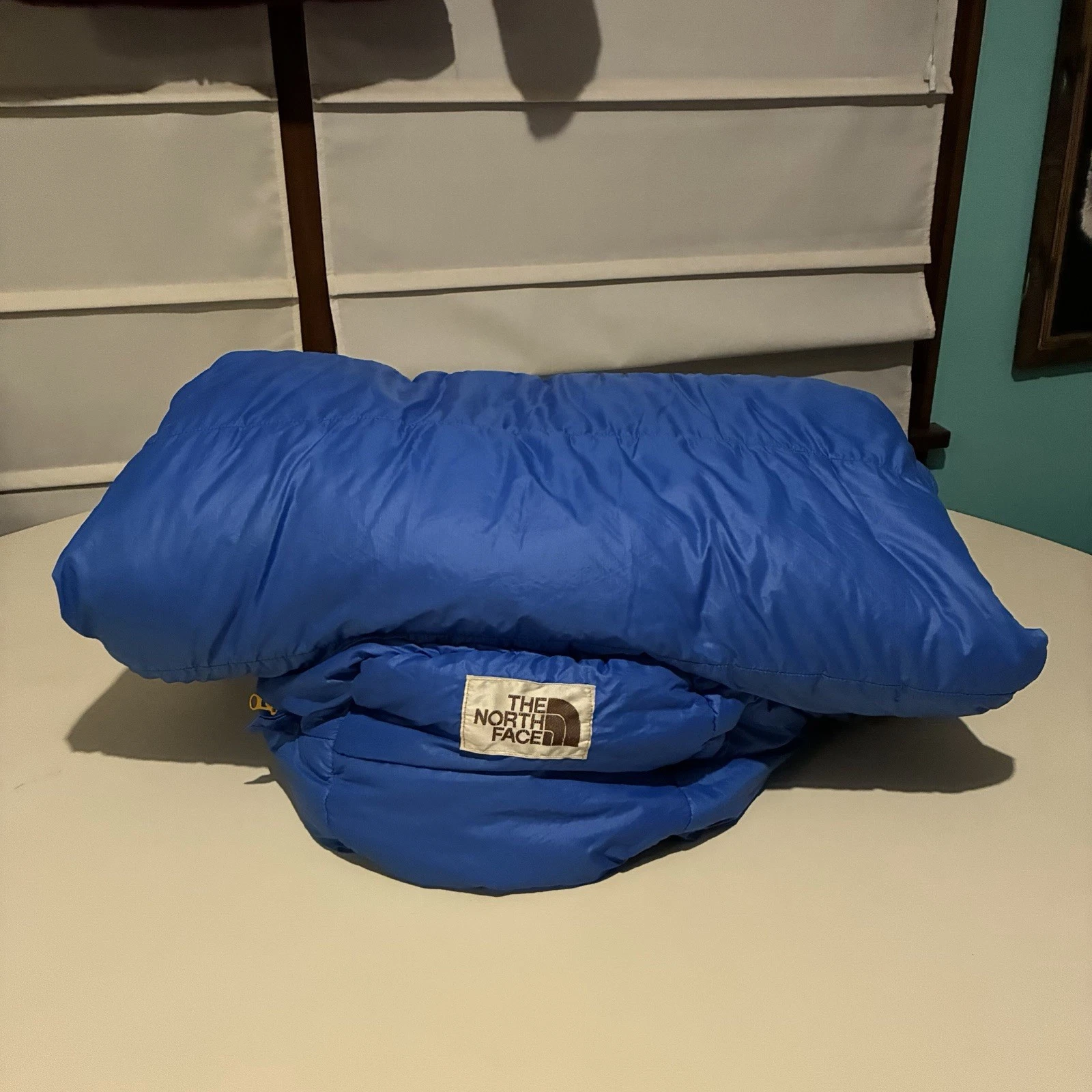 Vintage 1970s The North Face Blue Mummy Polyester Brown Label Sleeping Bag NWOT