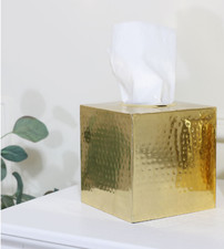 Melody Maison Hammered Gold Metal Tissue Box