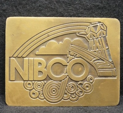 WL15163 *NOS* VINTAGE 1979 *NIBCO* COMPANY ADVERTISEMENT MENS BRASS BELT BUCKLE