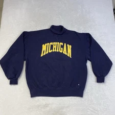 Vintage 90s Michigan University Turtleneck Russell Athletic USA Made Size XXL