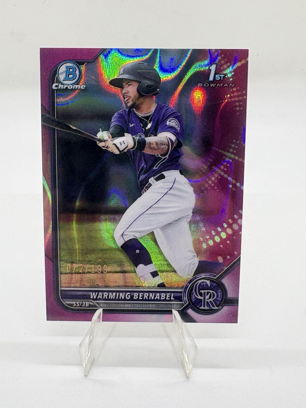 Warming Bernabel 2022 Bowman Chrome Fuchsia Refractor /199 Rockies #BCP46