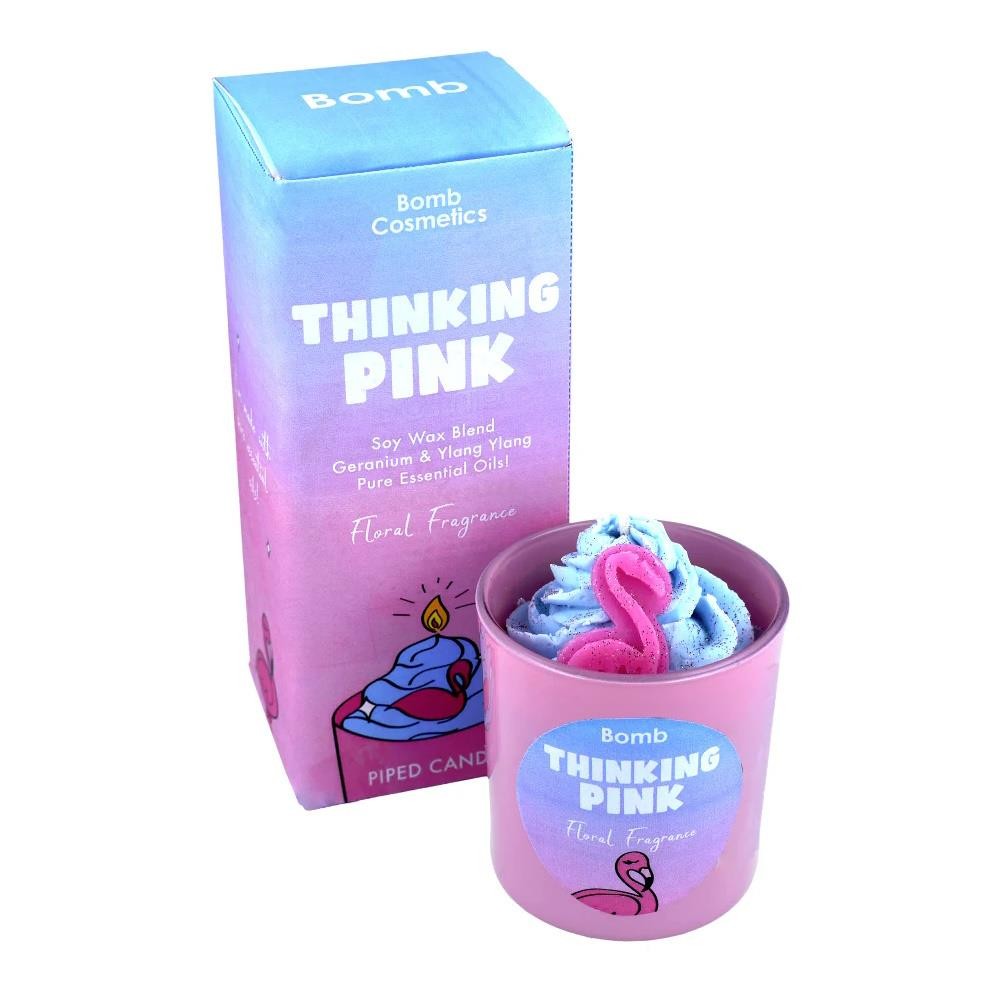 Scented Candle Piped Thinking Pink Bomb Cosmetics Floral Candles Glass Jar Women