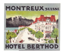 x0667 Hotel Berthod MONTREUX Suisse luggage label suitcase sticker - BRUGES