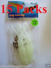 15 Packs 4.5" Ling Cod Squid Rigs Glow Two Bulb Rockfish Baits Saltwater Lures