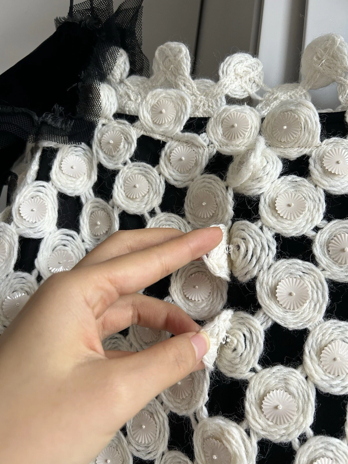 Abito Tory Burch passerella lana guipure impreziosito US6 UK10 panna prezzo consigliato £ 1 8k