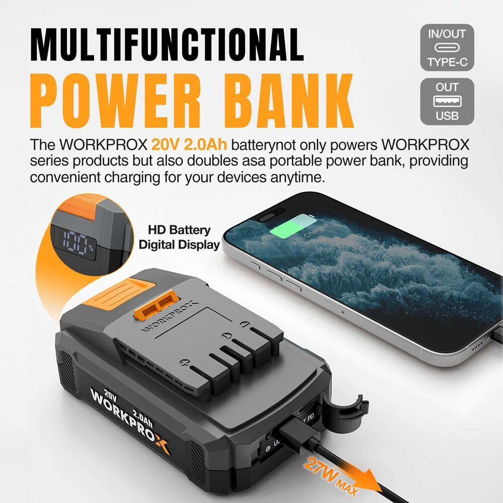 WORKPROX 20V Cordless Grass Shear Shrubbery Trimmer Hedge Shears/Grass Cutter