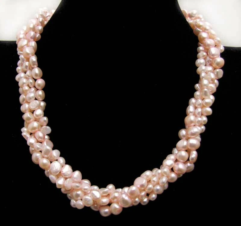 Baby pink pearl necklace sale