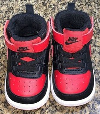 Nike Court Borough Mid 2 Black University Red Infant Sneakers Size 4C CD7784-003