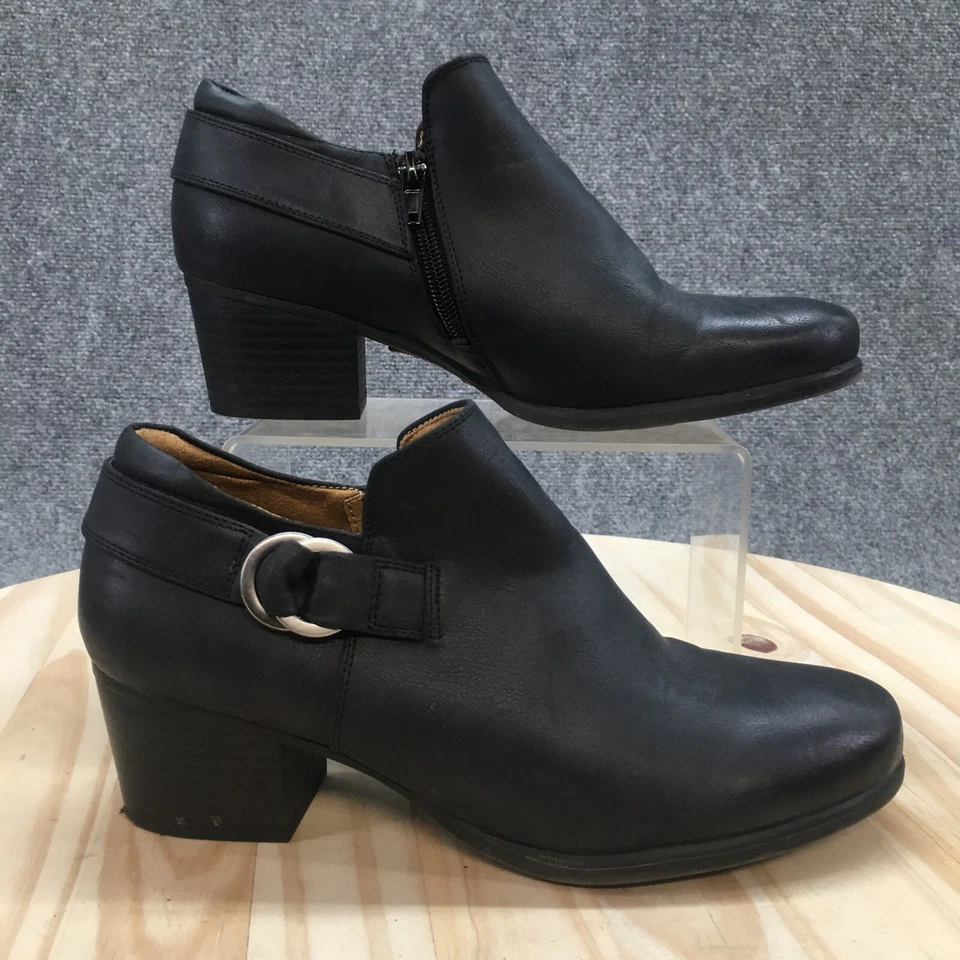 Natural Soul 靴子女式 8.5 Candie 踝靴黑色人造皮革粗跟 — 第 2/4 张图片