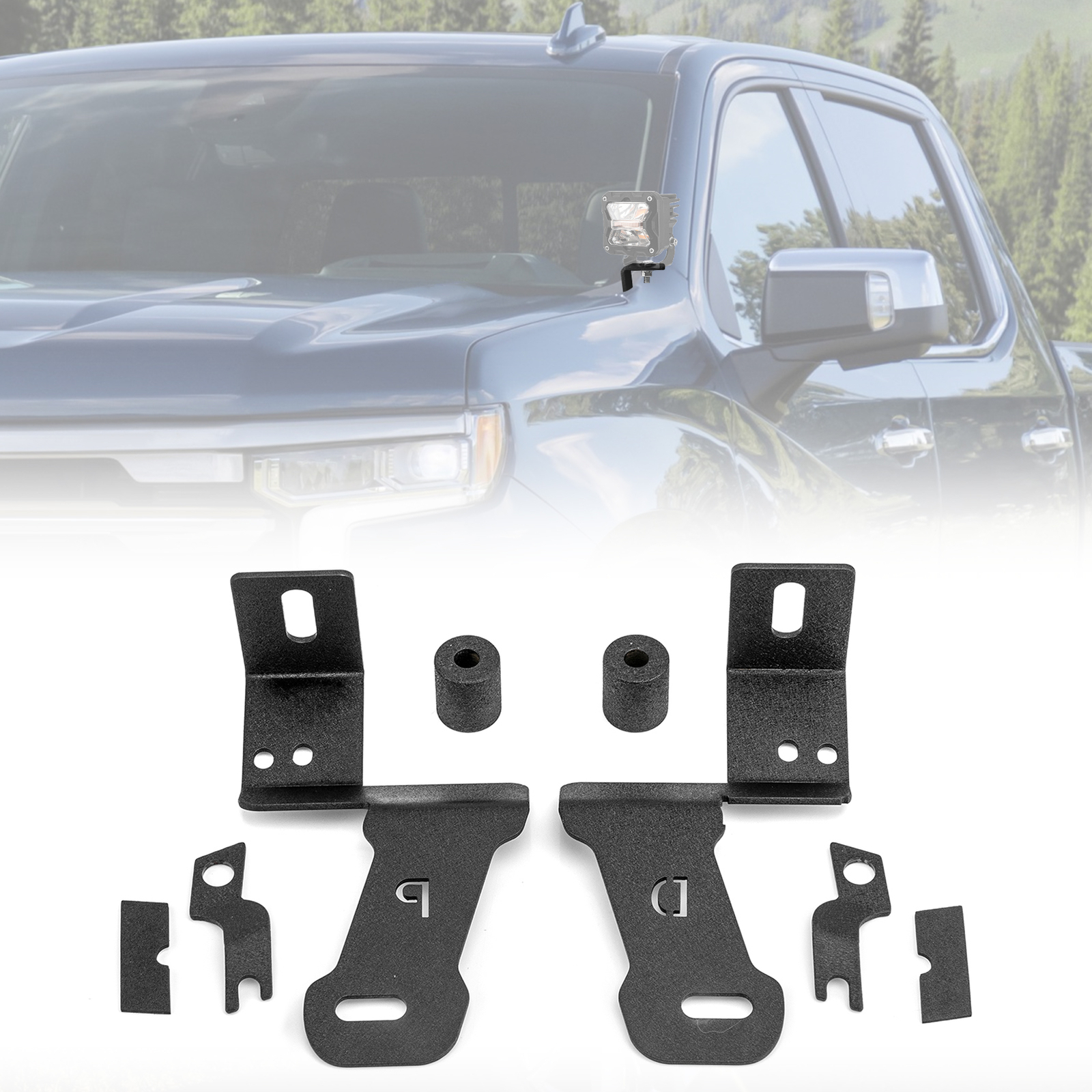 LED Pods Side Hood Ditch Light Mount Brackets For Silverado 1500 2500 3500 20-26
