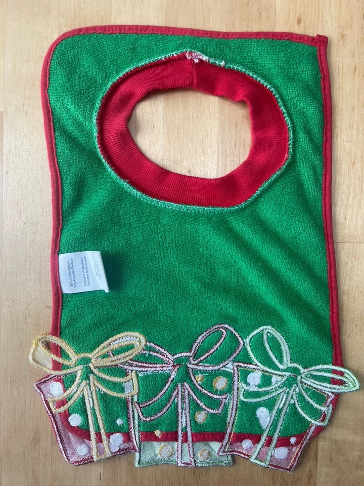 Unisex Bebé Navidad Navidad Vacaciones Regalos Santa's Lil' Helper Mezcla de Algodón Babero Verde Foto 4 de 4