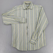 Banana Republic Men's Large Multicolored Blue Yellow Striped Spread Long Sleeve