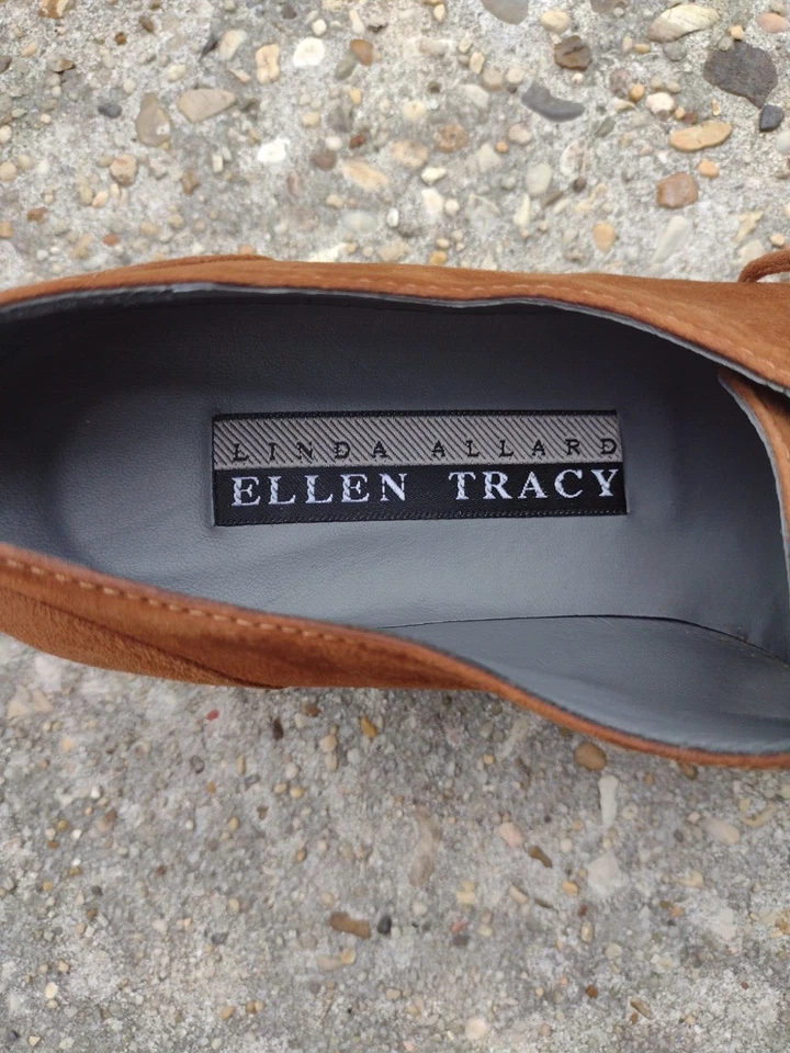 De colección Ellen Tracy Linda Allard Italia Marrón Gamuza Derby Oxford Tacones 10M Nuevos sin Etiquetas Foto 3 de 4