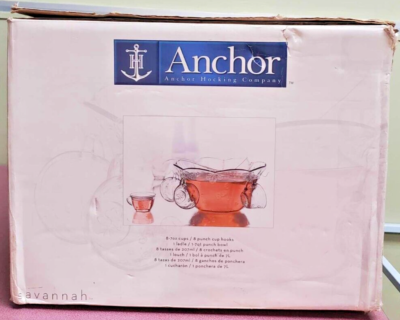 食器 Savannah Punch Bowl Set Anchor Hocking Savannah Punch Bowl With Cups: Floral Design