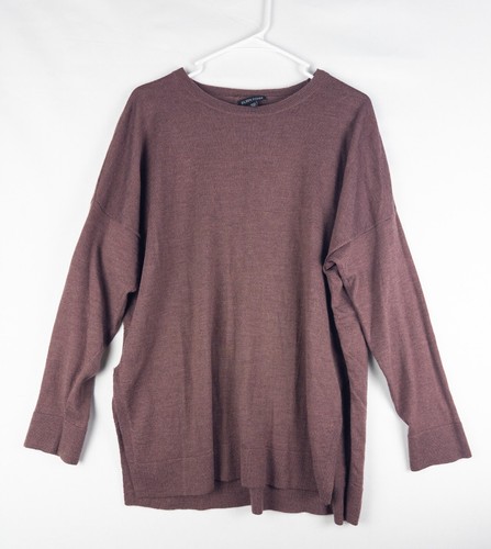 Eileen Fisher Merino Wool Sweater Womens Large Brown Knit Italian Yarn Pullover