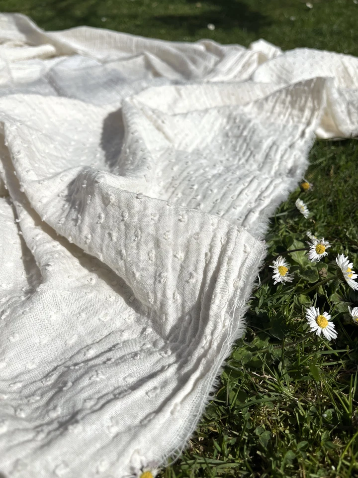 Organic Cotton Polka Dot Muslin Fabric | Double Gauze | Baby Blanket | 2 Yards - Image 3 of 4