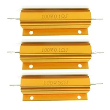 100W Watt Power Resistor 0.1-2k Ohm Aluminum Housed Golden Metal Case Wirewound