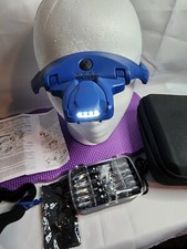 Magnifying Glasses with 4 LED Lights 5 Lenses Headband Storage Case OPEN BOX